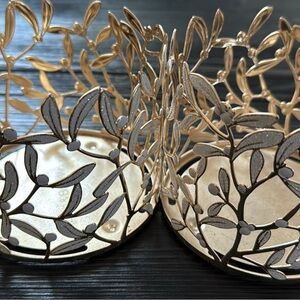 Bath & Body Works Elegant Metallic Leaf Candle Holders